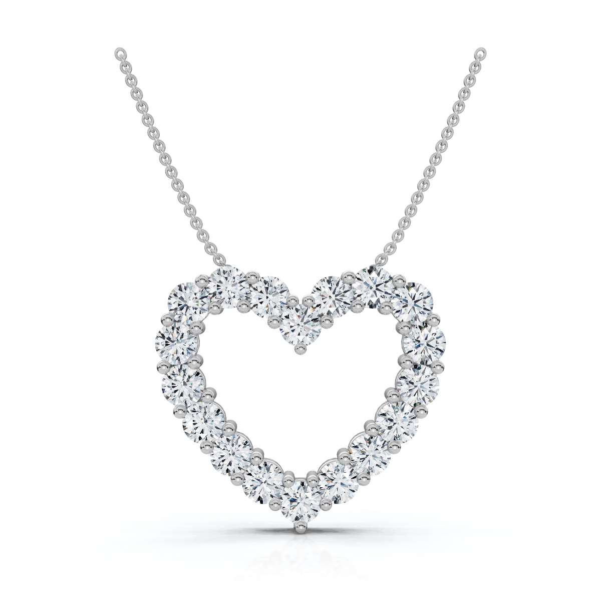 1.44 CTW Round Lab-Grown Diamond Shared Prong Open Heart Pendant Necklace 14K-18K Gold/Platinum