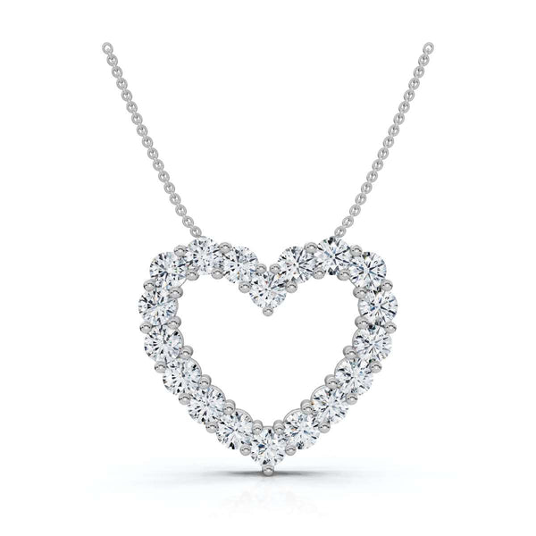 1.44 CTW Round Lab-Grown Diamond Shared Prong Open Heart Pendant Necklace 14K-18K Gold/Platinum