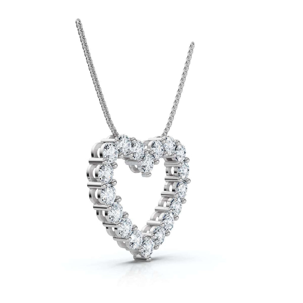 1.44 CTW Round Lab-Grown Diamond Shared Prong Open Heart Pendant Necklace 14K-18K Gold/Platinum