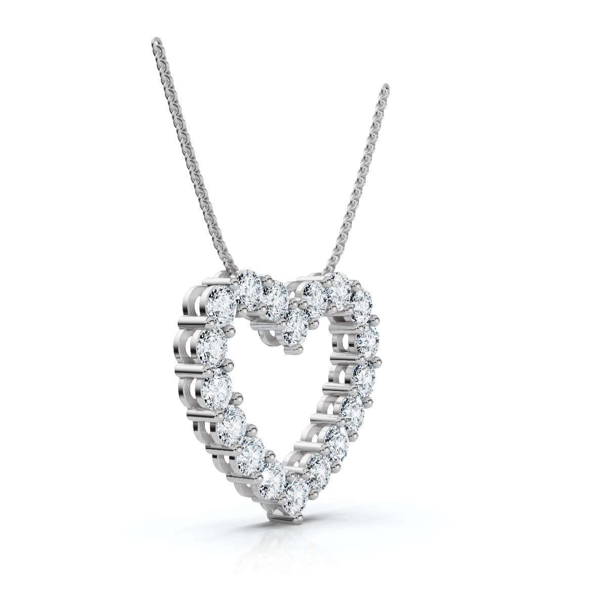 1.44 CTW Round Lab-Grown Diamond Shared Prong Open Heart Pendant Necklace 14K-18K Gold/Platinum