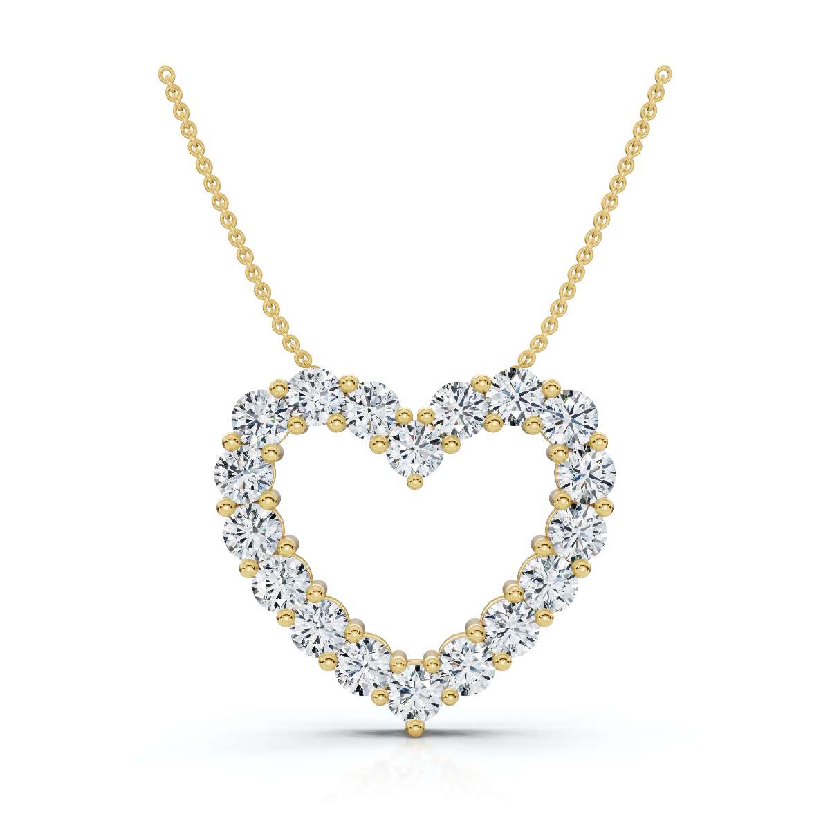 1.44 CTW Round Lab-Grown Diamond Shared Prong Open Heart Pendant Necklace 14K-18K Gold/Platinum