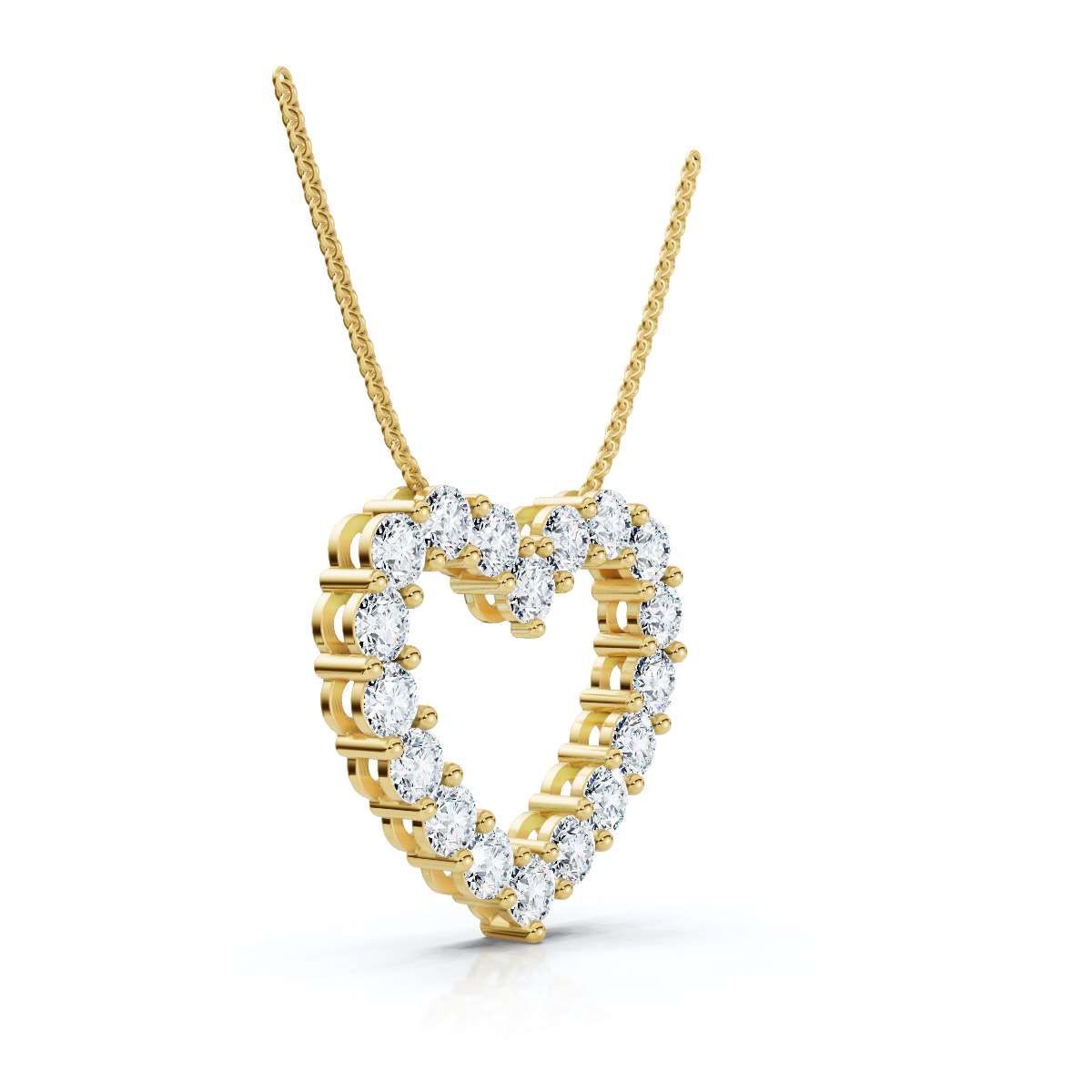 1.44 CTW Round Lab-Grown Diamond Shared Prong Open Heart Pendant Necklace 14K-18K Gold/Platinum