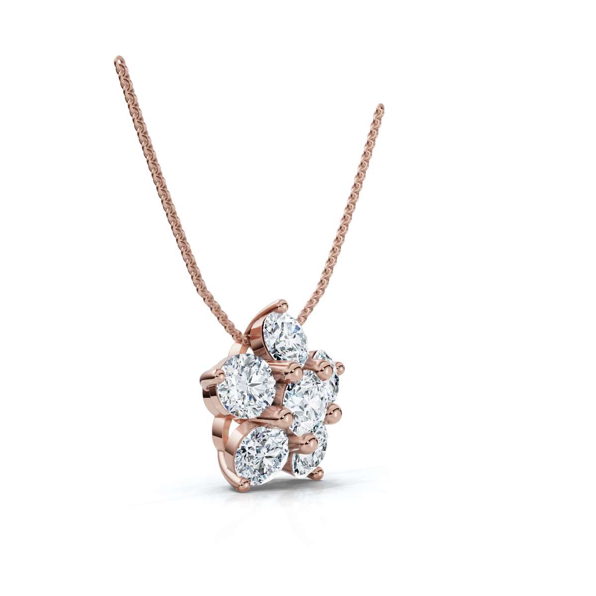 The Fiore Star: 1.25 CTW Round Diamond Flower Pendant 14K-18K Gold/Platinum Necklace