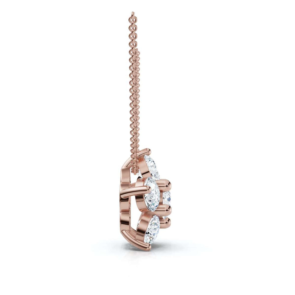 The Fiore Star: 1.25 CTW Round Diamond Flower Pendant 14K-18K Gold/Platinum Necklace
