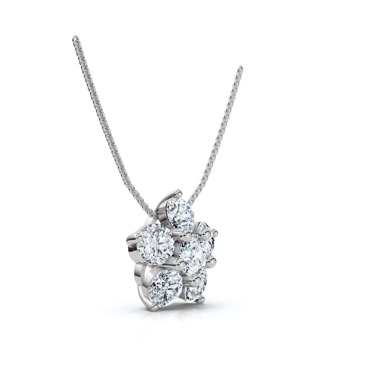 The Fiore Star: 1.25 CTW Round Diamond Flower Pendant 14K-18K Gold/Platinum Necklace
