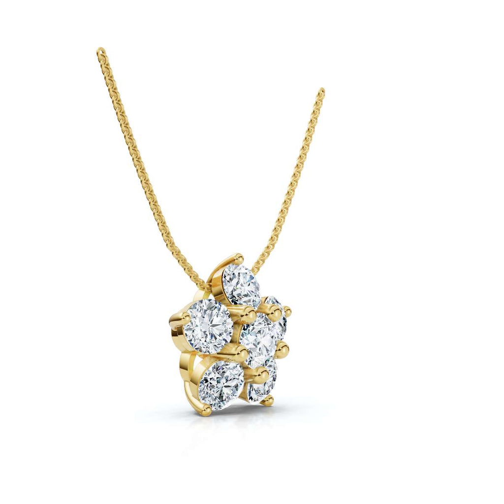 The Fiore Star: 1.25 CTW Round Diamond Flower Pendant 14K-18K Gold/Platinum Necklace