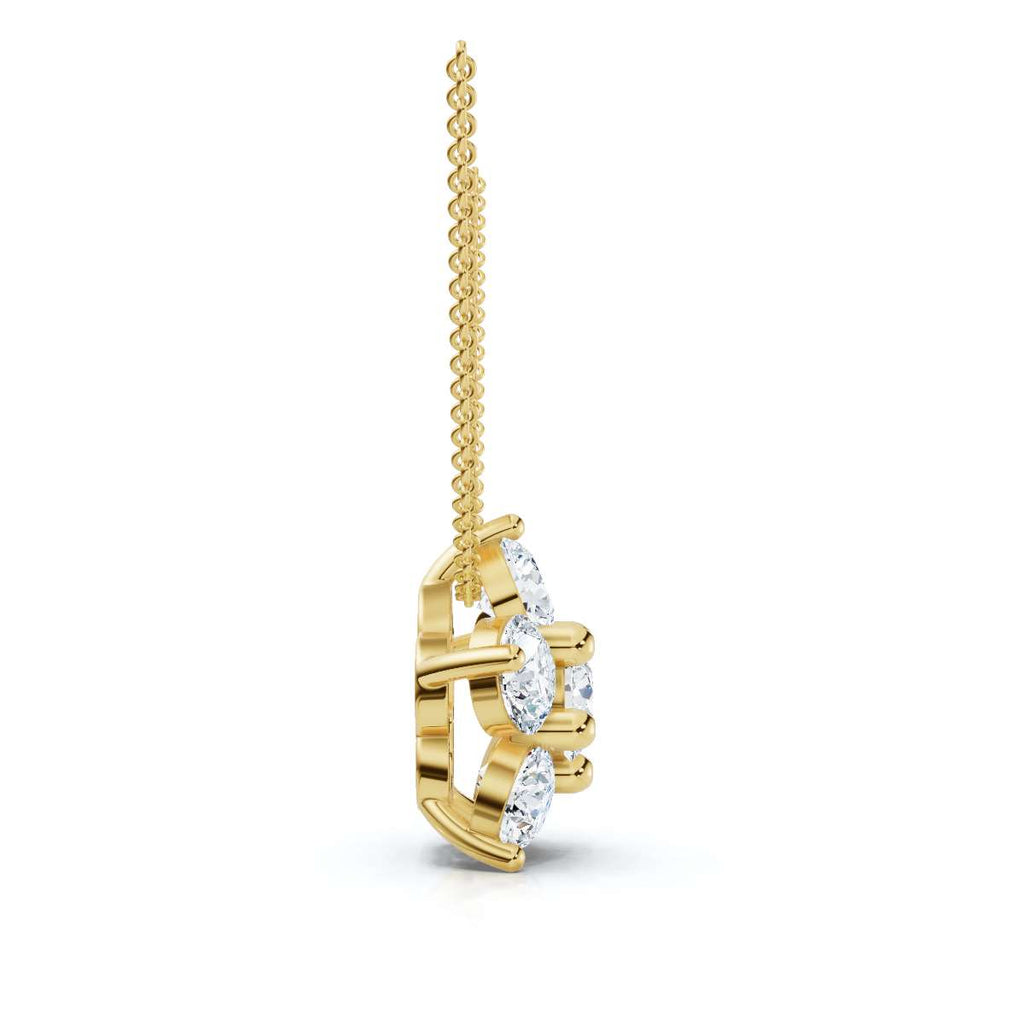 The Fiore Star: 1.25 CTW Round Diamond Flower Pendant 14K-18K Gold/Platinum Necklace