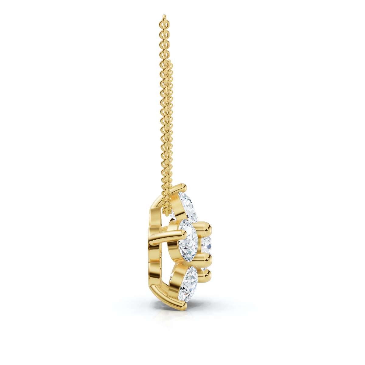 The Fiore Star: 1.25 CTW Round Diamond Flower Pendant 14K-18K Gold/Platinum Necklace