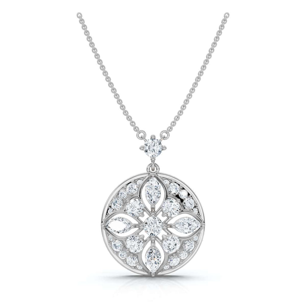 2.01 CTW Mixed-Cut Lab-Grown Diamond Geometric Kaleidoscope Medallion Necklace 14K-18K Gold/Platinum