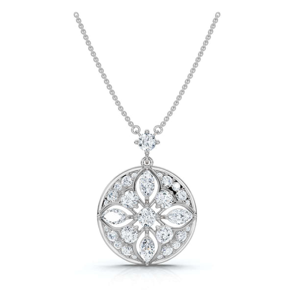 2.01 CTW Mixed-Cut Lab-Grown Diamond Geometric Kaleidoscope Medallion Necklace 14K-18K Gold/Platinum
