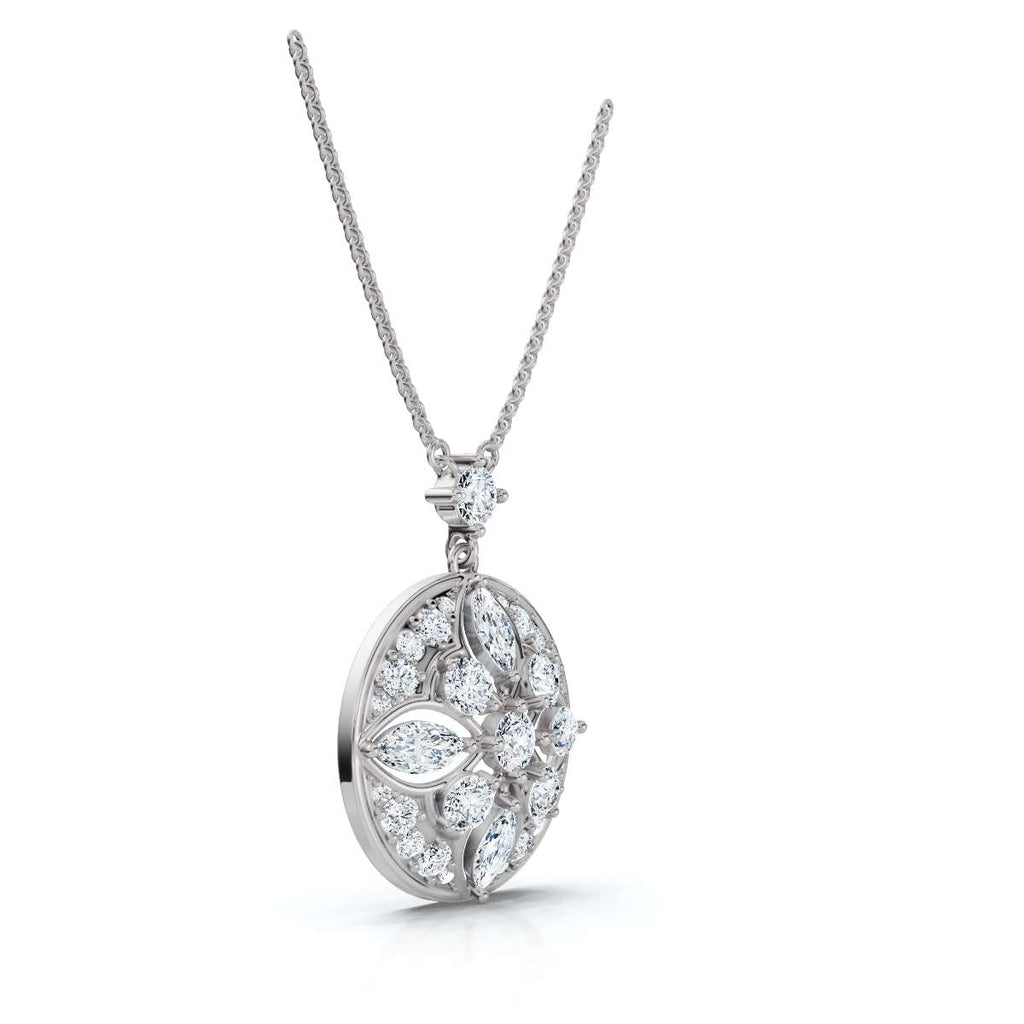 2.01 CTW Mixed-Cut Lab-Grown Diamond Geometric Kaleidoscope Medallion Necklace 14K-18K Gold/Platinum