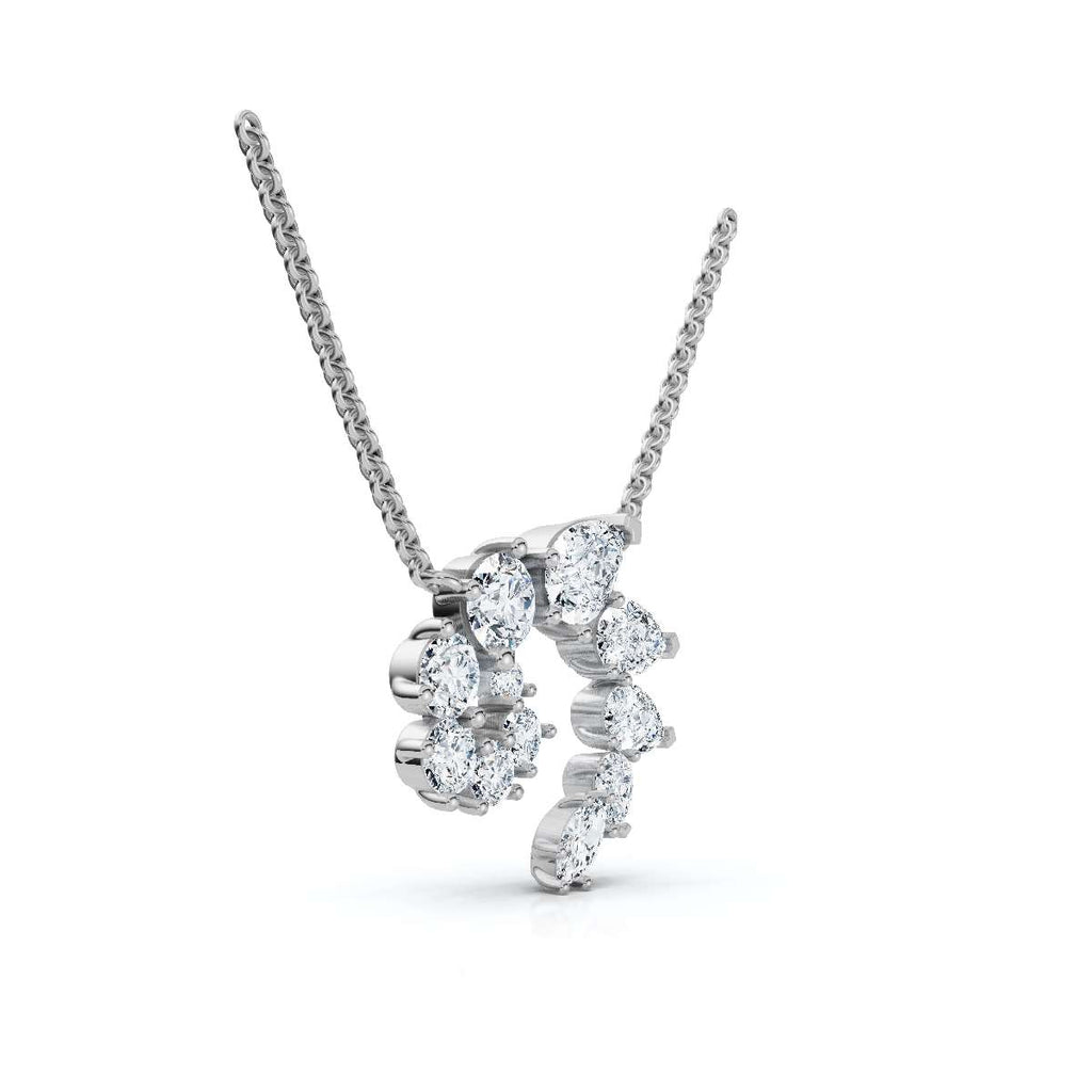 2.89 CTW Mixed-Shape Pear, Round, & Marquise Lab-Grown Diamond Spiral Pendant Necklace 14K Gold/Platinum