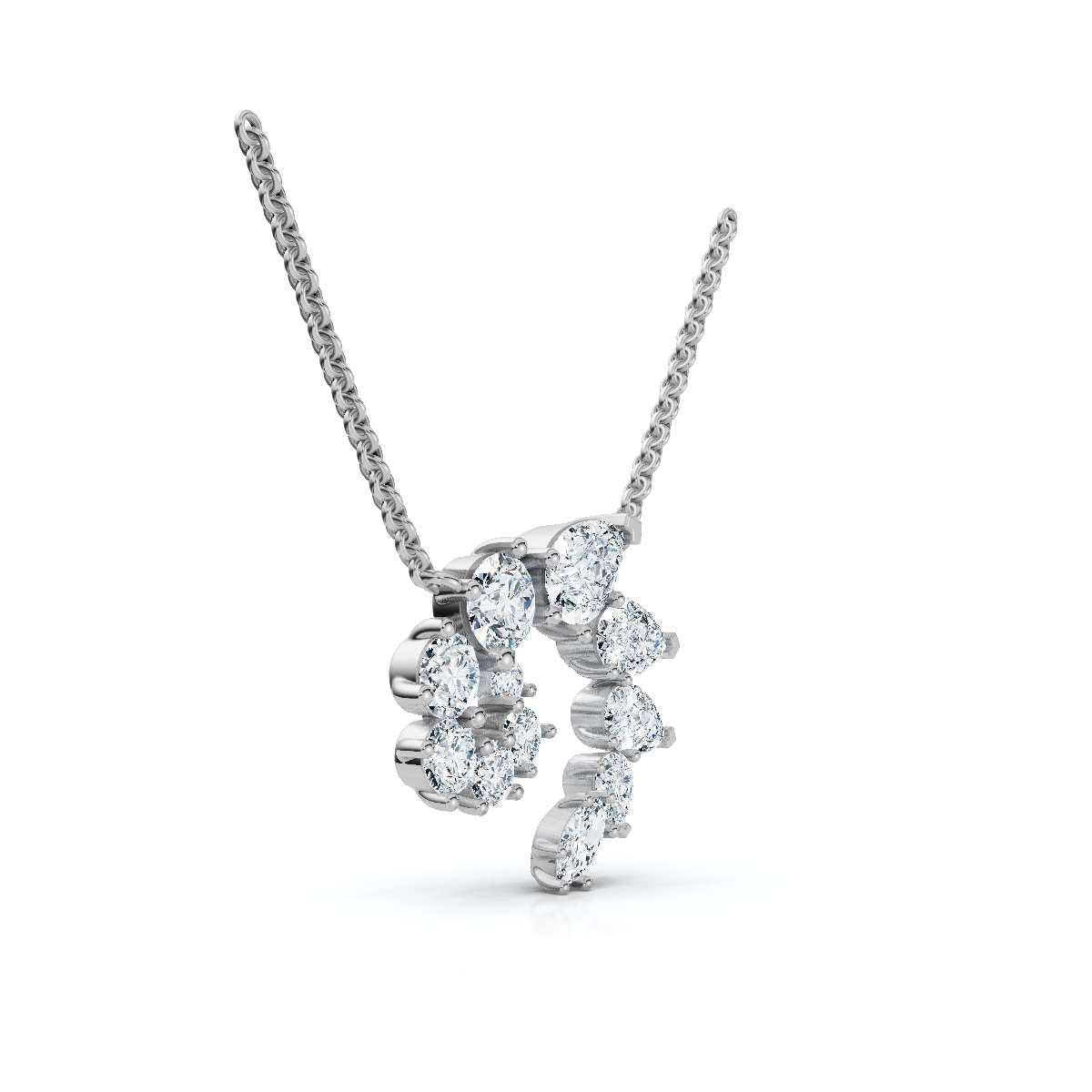 2.89 CTW Mixed-Shape Pear, Round, & Marquise Lab-Grown Diamond Spiral Pendant Necklace 14K Gold/Platinum