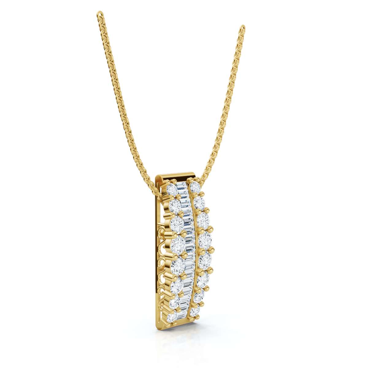The Imperial Arch: 2.85 CTW Baguette & Round Diamond Statement Ba 14K-18K Gold/Platinum Necklace