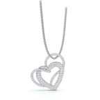 Timeless Romance: 0.61 CTW Round Lab-Grown Diamond Interlocking Double Heart Pendant Necklace