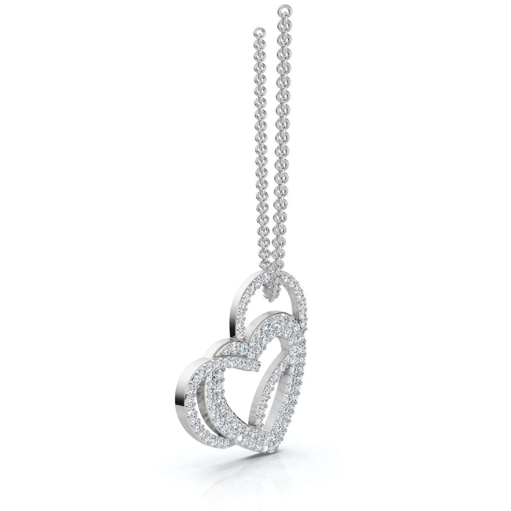 Timeless Romance: 0.61 CTW Round Lab-Grown Diamond Interlocking Double Heart Pendant Necklace