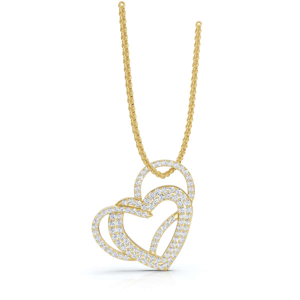 Timeless Romance: 0.61 CTW Round Lab-Grown Diamond Interlocking Double Heart Pendant Necklace