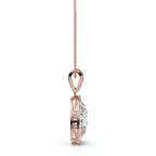 The Sovereign Oval: 0.63 CTW Cathedral-Bail Diamond Halo Pendant 14K-18K Gold/Platinum Necklace