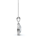 The Sovereign Oval: 0.63 CTW Cathedral-Bail Diamond Halo Pendant 14K-18K Gold/Platinum Necklace