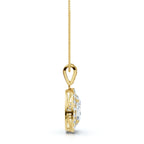 The Sovereign Oval: 0.63 CTW Cathedral-Bail Diamond Halo Pendant 14K-18K Gold/Platinum Necklace