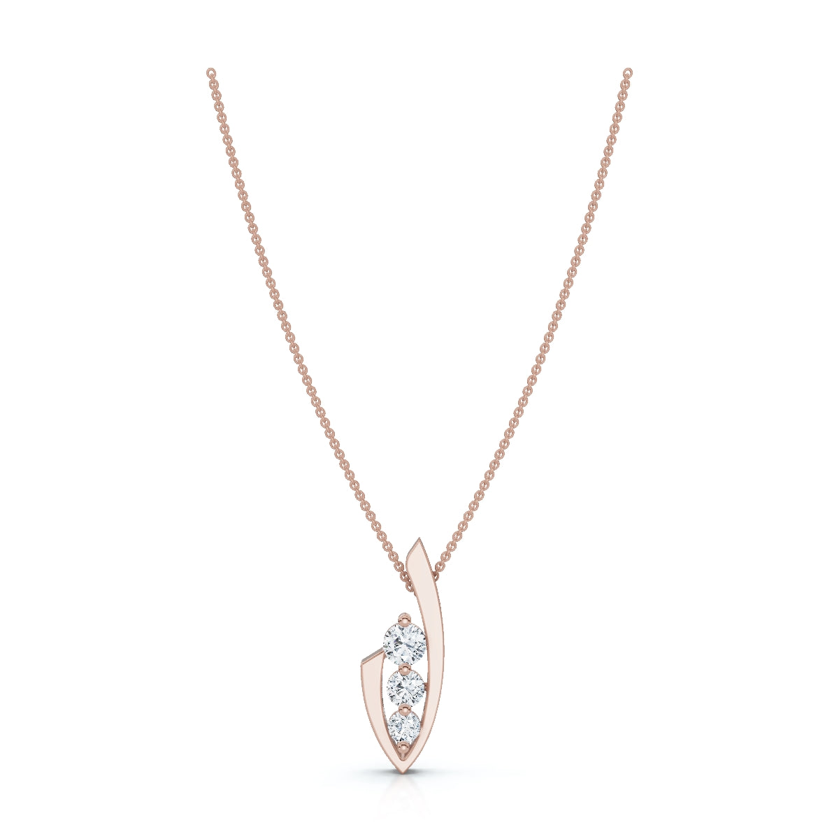 0.52 CTW Round Lab-Grown Diamond Asymmetrical Trio Leaf Pendant Necklace 14K-18K Gold/Platinum