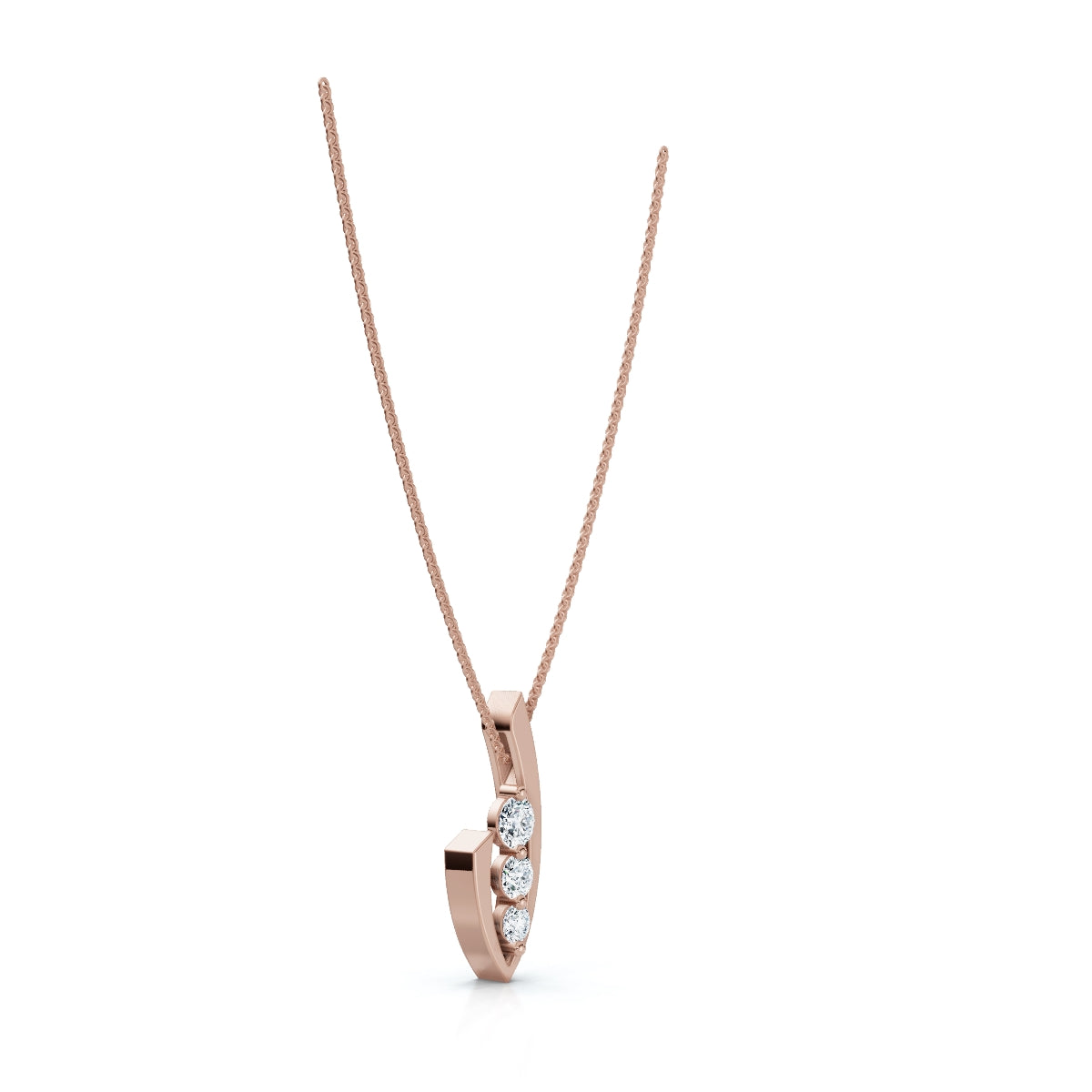 0.52 CTW Round Lab-Grown Diamond Asymmetrical Trio Leaf Pendant Necklace 14K-18K Gold/Platinum