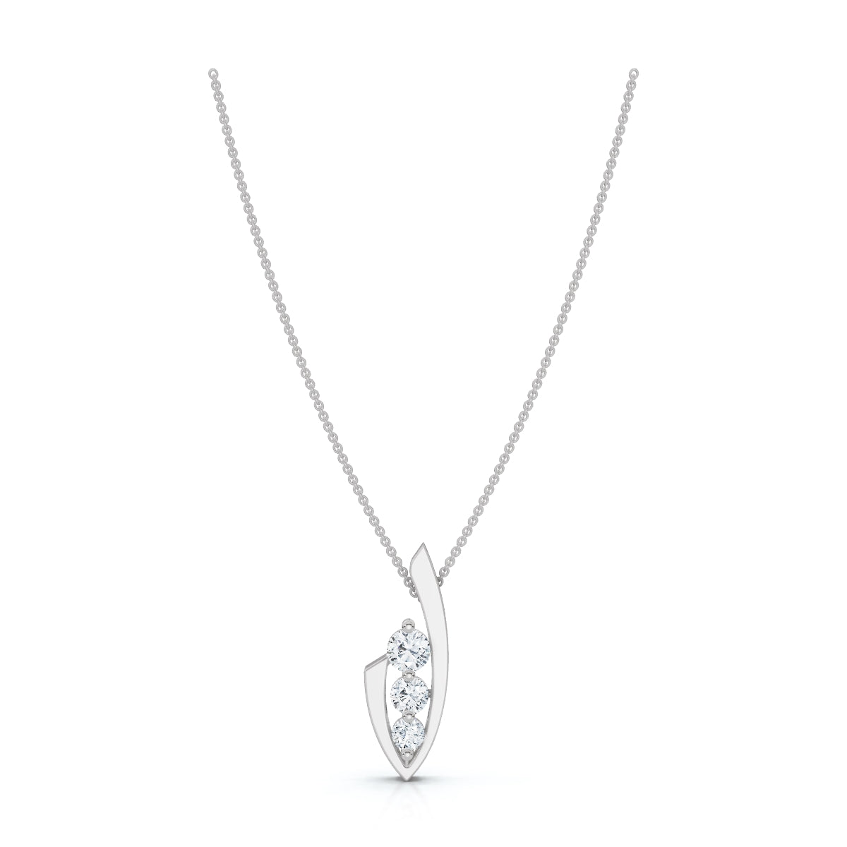 0.52 CTW Round Lab-Grown Diamond Asymmetrical Trio Leaf Pendant Necklace 14K-18K Gold/Platinum