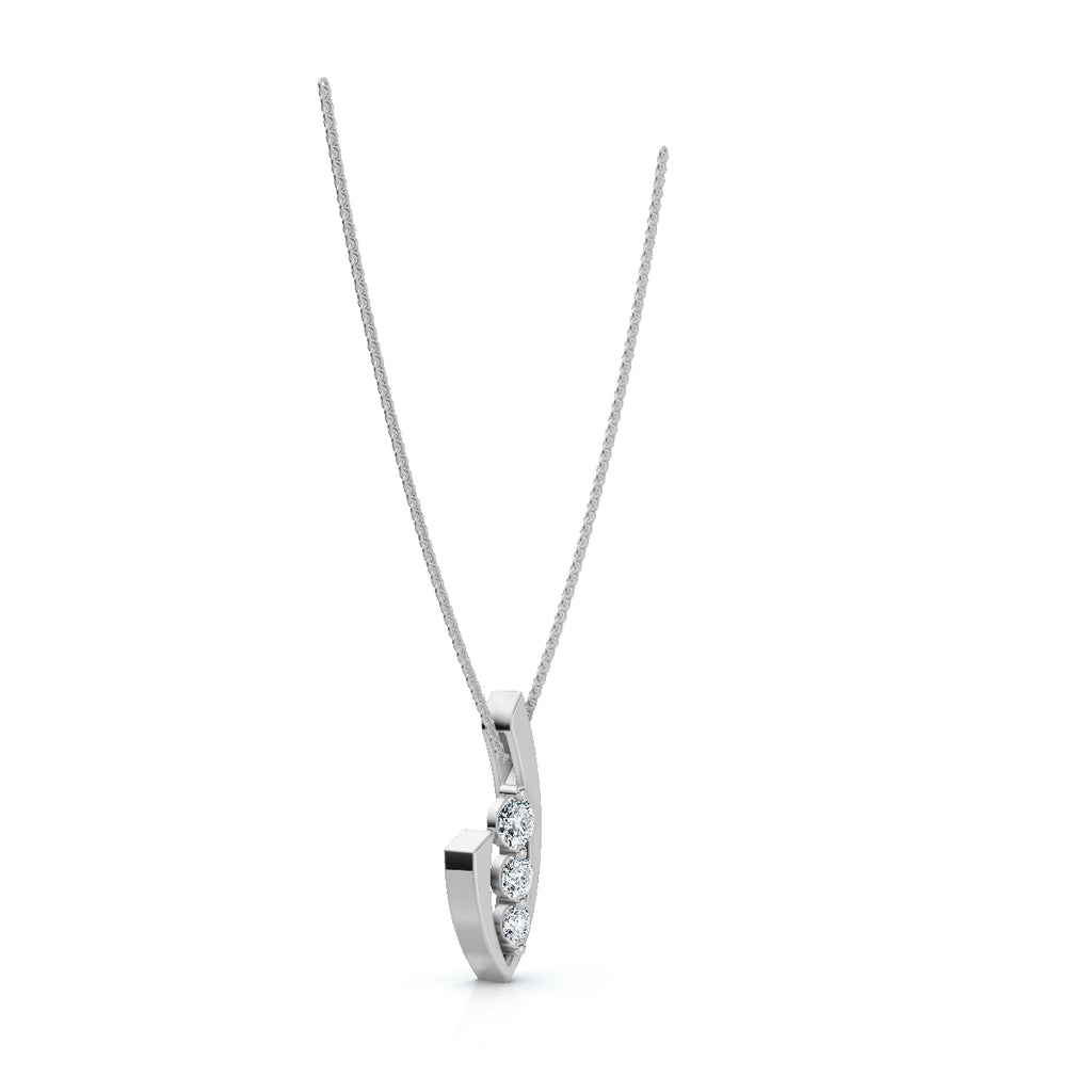 0.52 CTW Round Lab-Grown Diamond Asymmetrical Trio Leaf Pendant Necklace 14K-18K Gold/Platinum