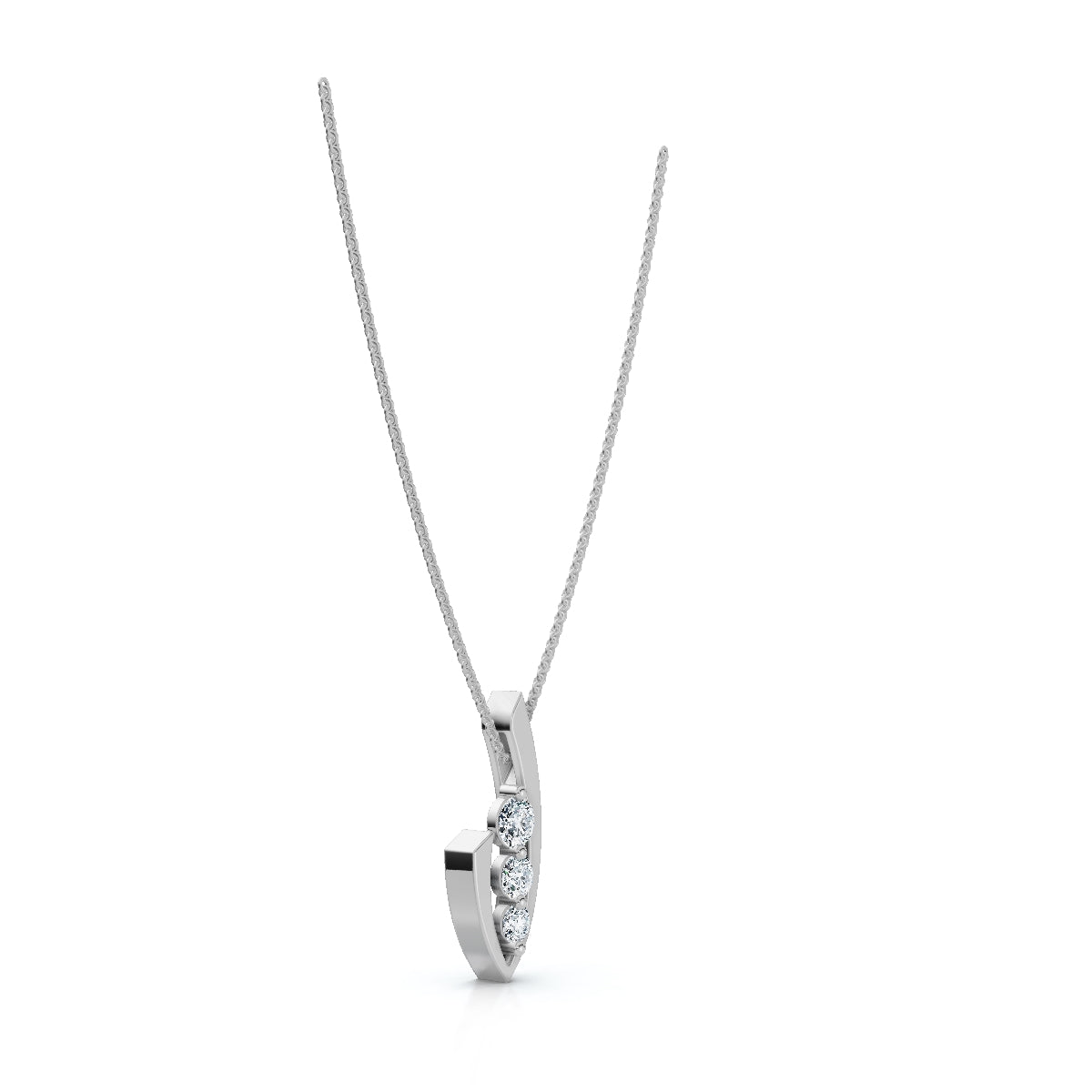 0.52 CTW Round Lab-Grown Diamond Asymmetrical Trio Leaf Pendant Necklace 14K-18K Gold/Platinum
