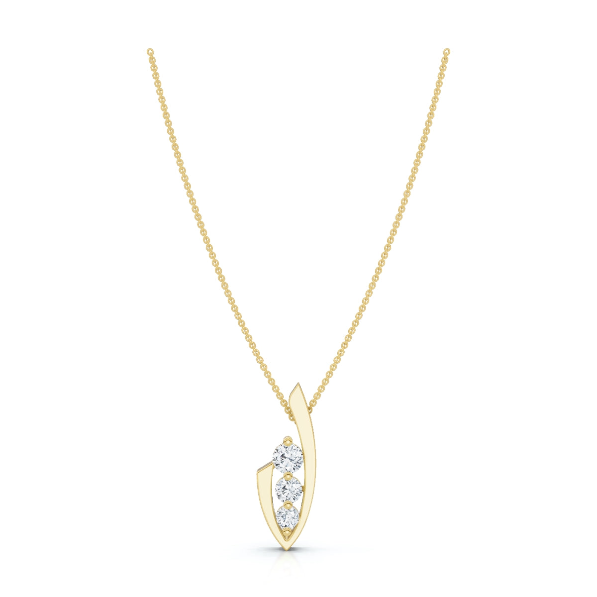 0.52 CTW Round Lab-Grown Diamond Asymmetrical Trio Leaf Pendant Necklace 14K-18K Gold/Platinum