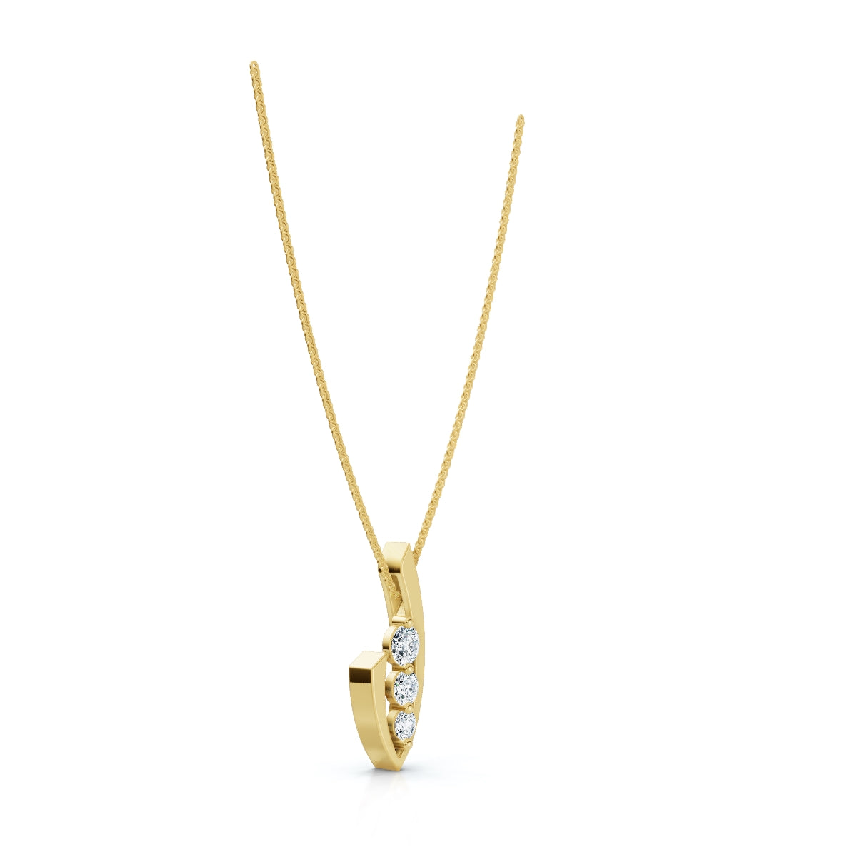 0.52 CTW Round Lab-Grown Diamond Asymmetrical Trio Leaf Pendant Necklace 14K-18K Gold/Platinum