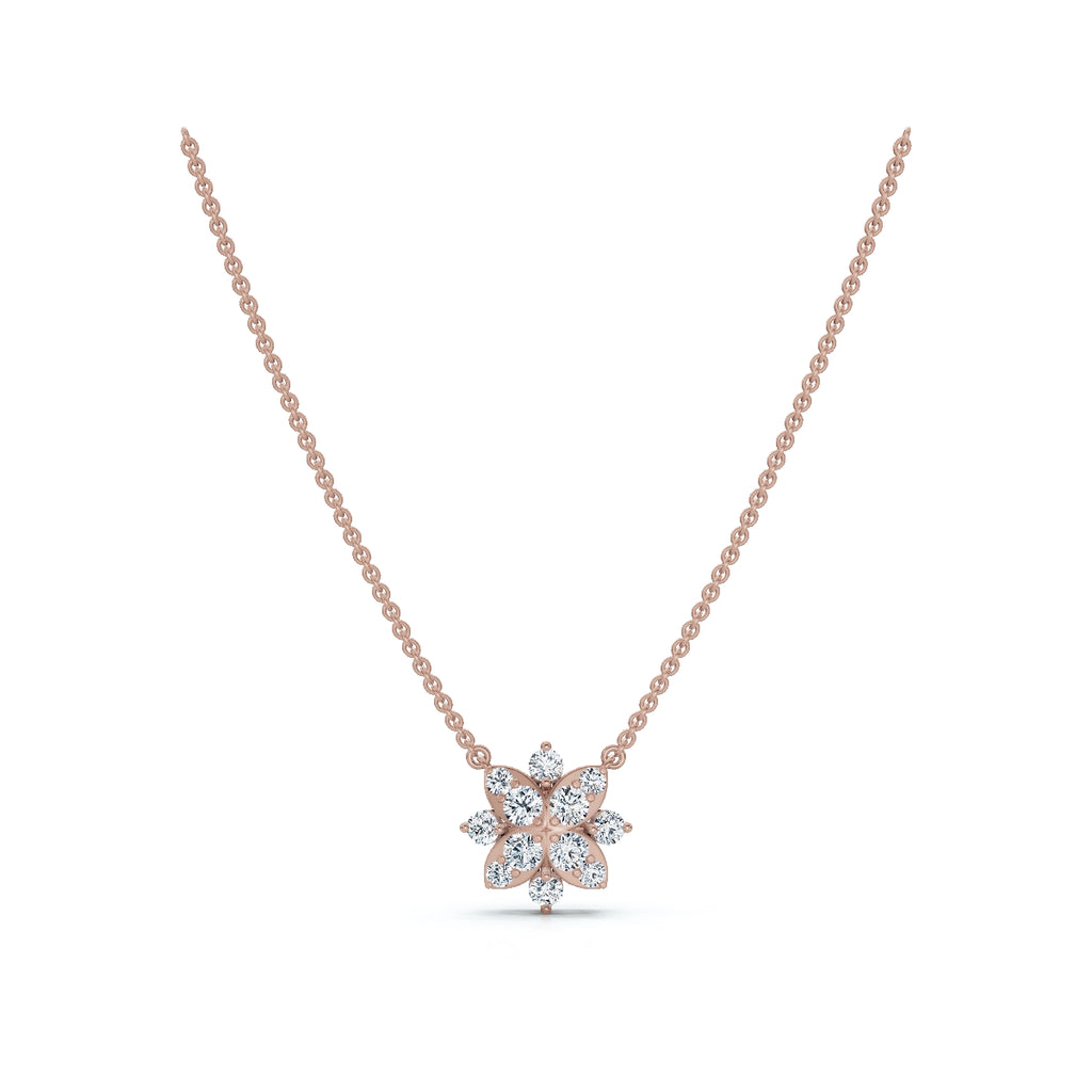 0.27 CTW Round Lab-Grown Diamond Tiered Starburst Flower Pendant Necklace 14K-18K Gold/Platinum