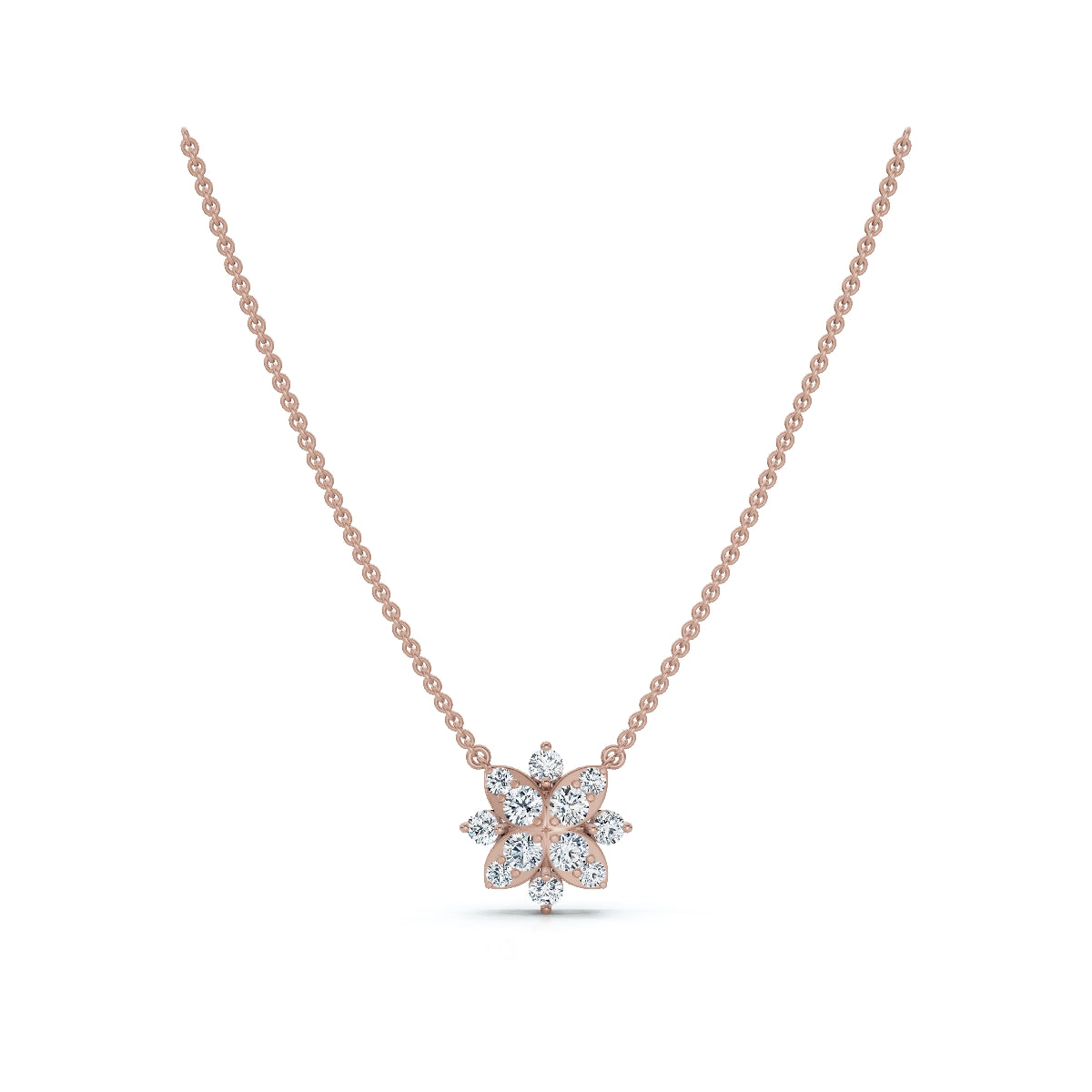 0.27 CTW Round Lab-Grown Diamond Tiered Starburst Flower Pendant Necklace 14K-18K Gold/Platinum