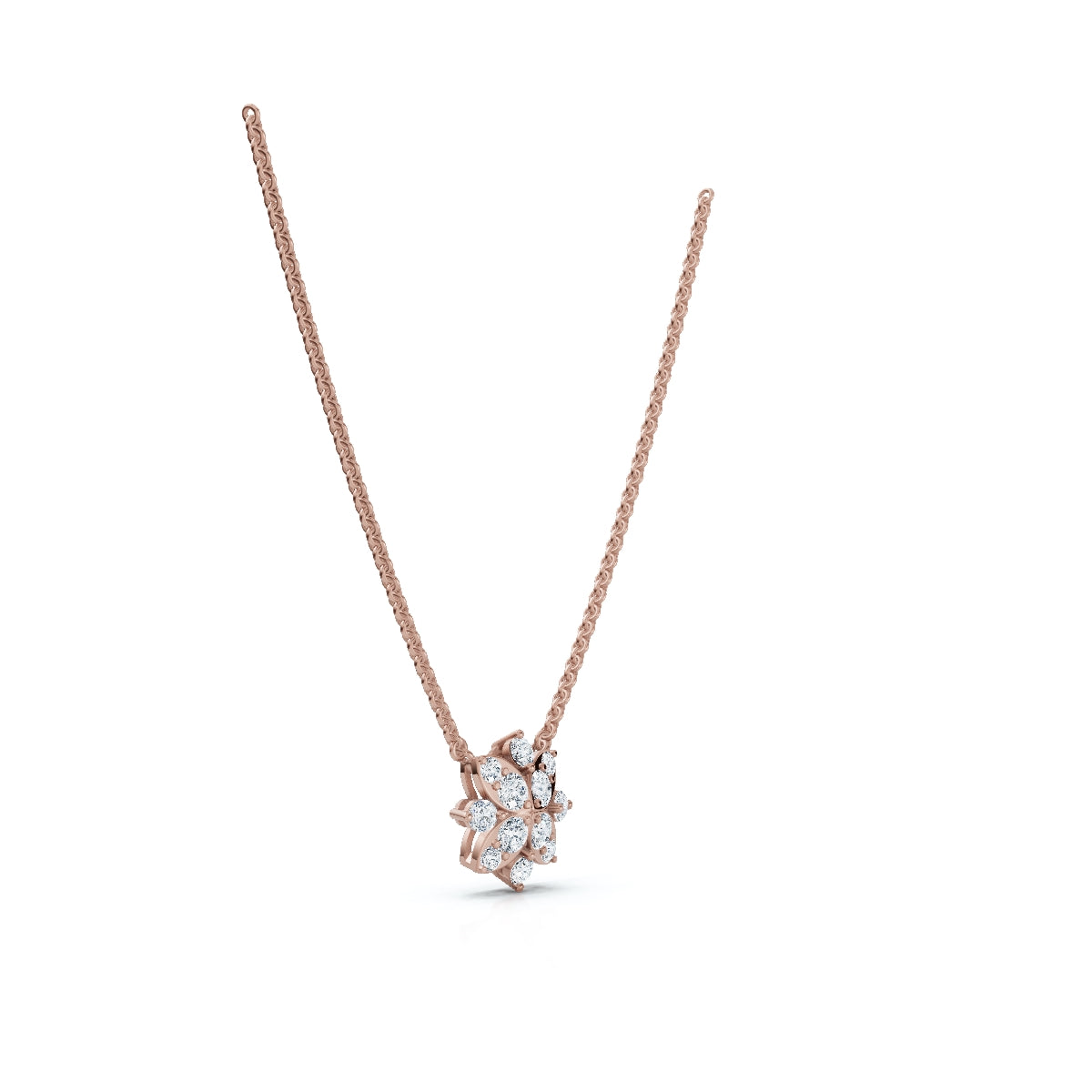 0.27 CTW Round Lab-Grown Diamond Tiered Starburst Flower Pendant Necklace 14K-18K Gold/Platinum