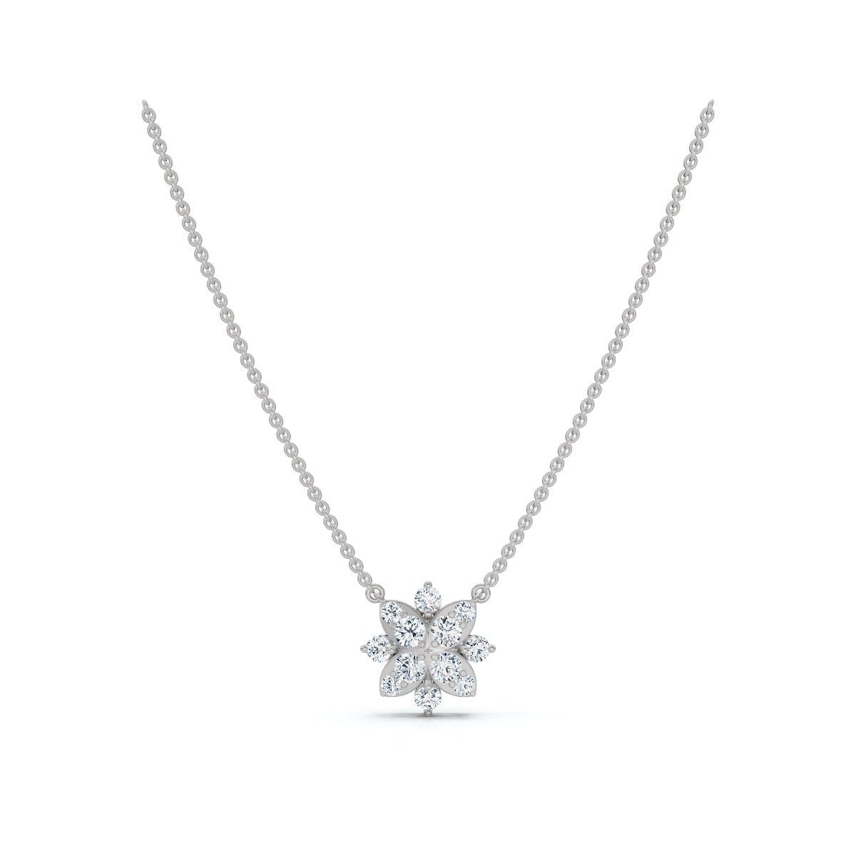 0.27 CTW Round Lab-Grown Diamond Tiered Starburst Flower Pendant Necklace 14K-18K Gold/Platinum