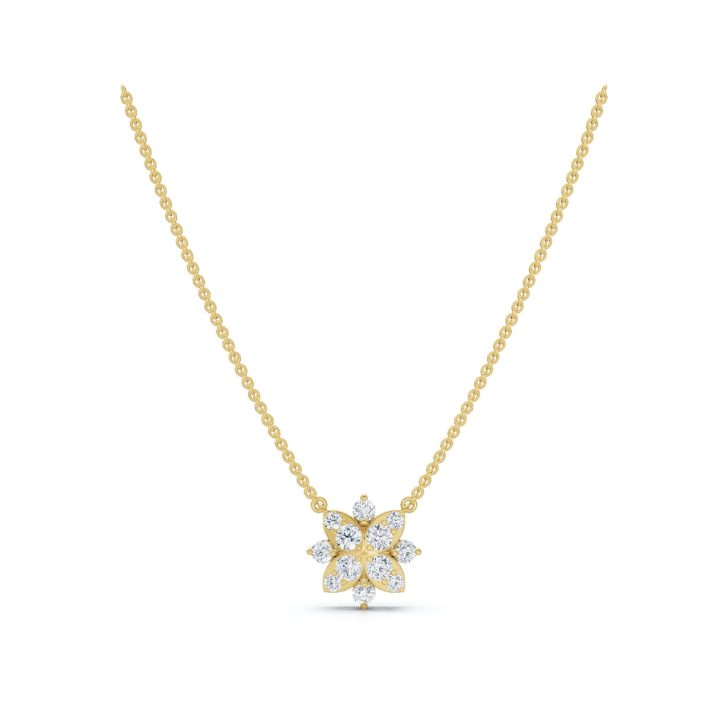 0.27 CTW Round Lab-Grown Diamond Tiered Starburst Flower Pendant Necklace 14K-18K Gold/Platinum