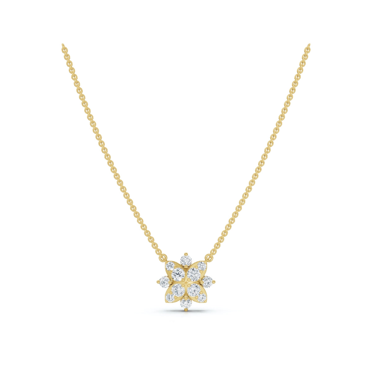 0.27 CTW Round Lab-Grown Diamond Tiered Starburst Flower Pendant Necklace 14K-18K Gold/Platinum