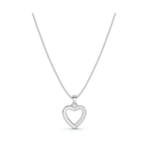 0.09 CTW Round Lab-Grown Diamond Half-Pavé Open Heart Pendant Necklace 14K-18K Gold/Platinum