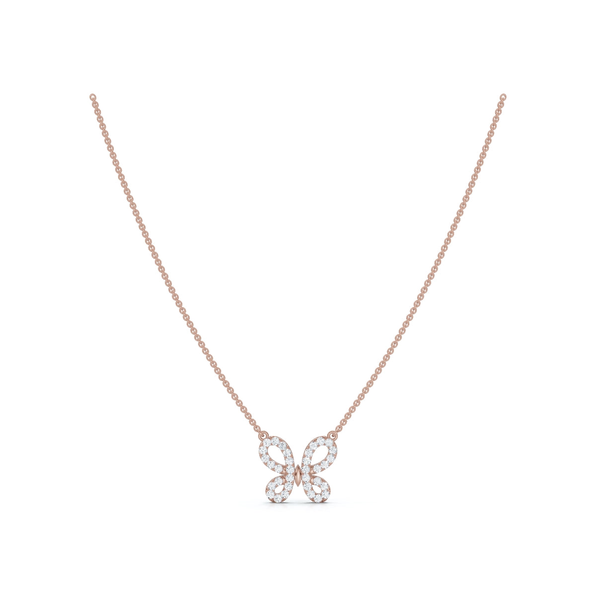 The Monarch Silhouette: 0.47 CTW Open-Wing Butterfly Pendant 14K-18K Gold/Platinum Necklace