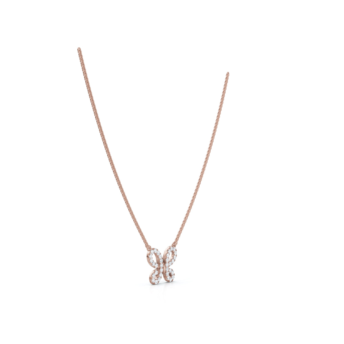 The Monarch Silhouette: 0.47 CTW Open-Wing Butterfly Pendant 14K-18K Gold/Platinum Necklace