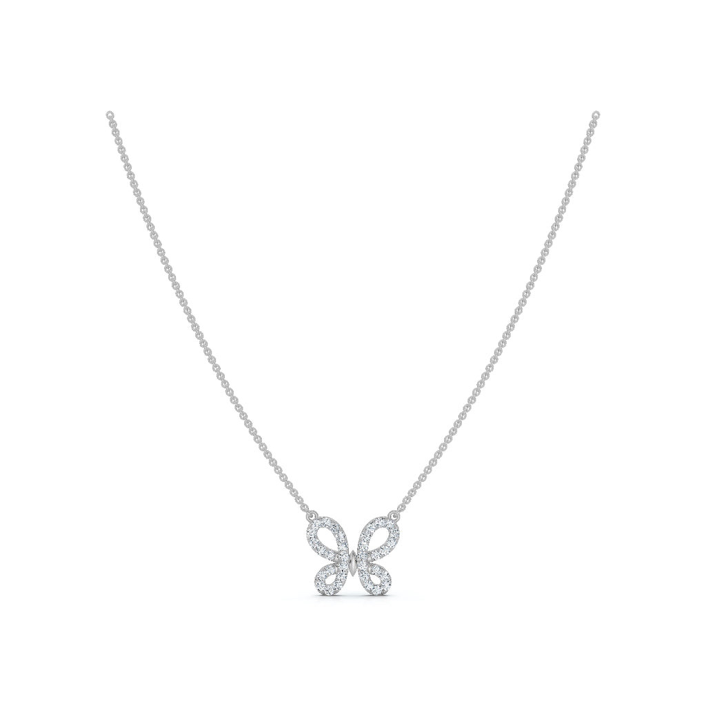 The Monarch Silhouette: 0.47 CTW Open-Wing Butterfly Pendant 14K-18K Gold/Platinum Necklace