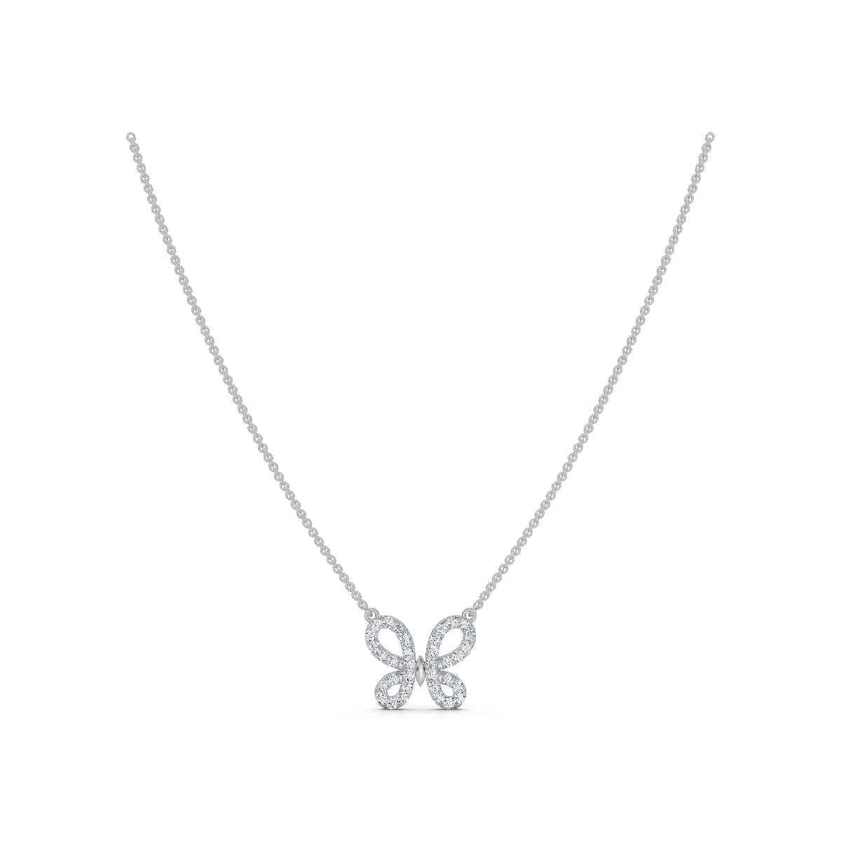 The Monarch Silhouette: 0.47 CTW Open-Wing Butterfly Pendant 14K-18K Gold/Platinum Necklace