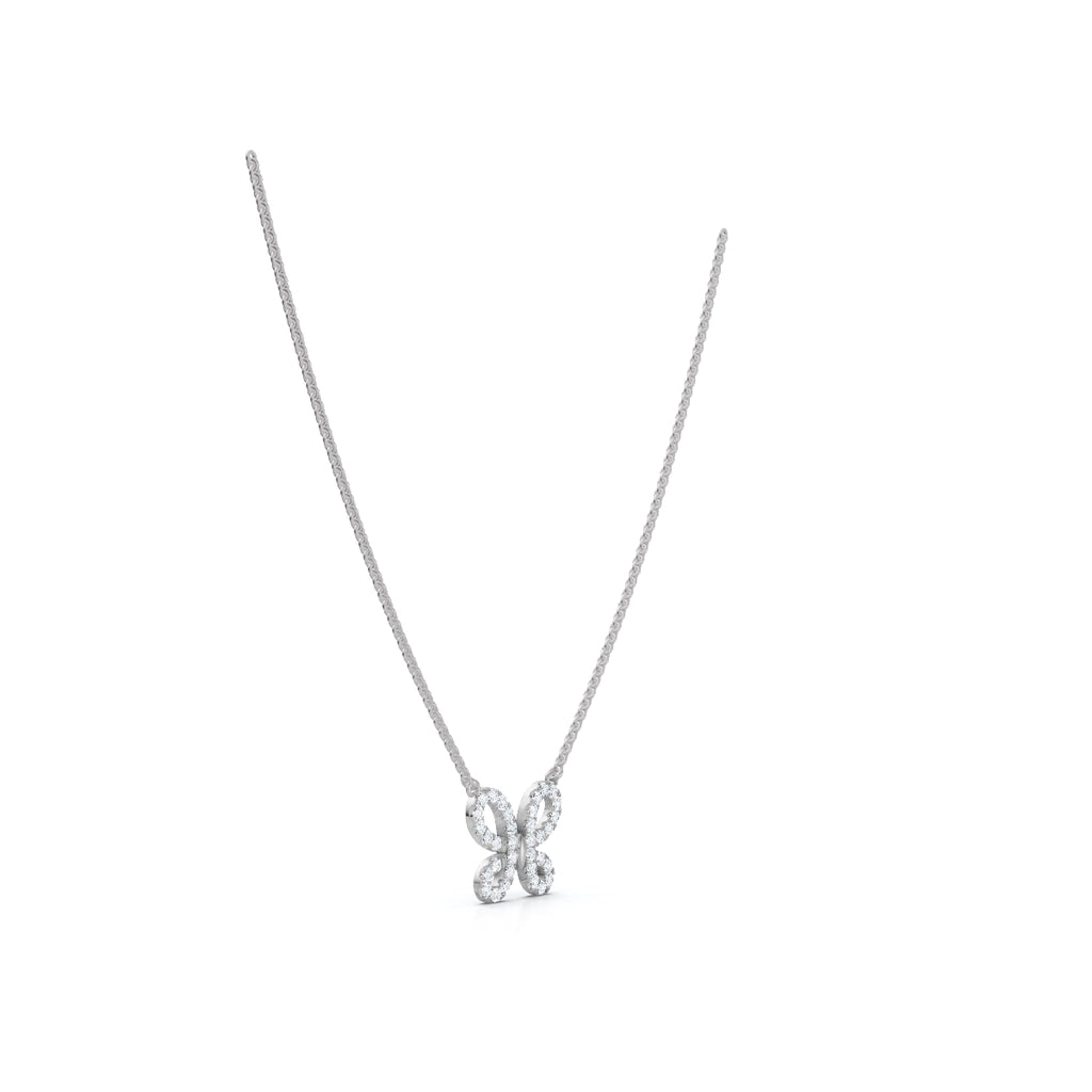 The Monarch Silhouette: 0.47 CTW Open-Wing Butterfly Pendant 14K-18K Gold/Platinum Necklace