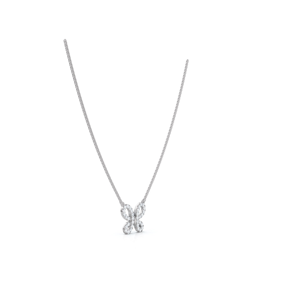 The Monarch Silhouette: 0.47 CTW Open-Wing Butterfly Pendant 14K-18K Gold/Platinum Necklace