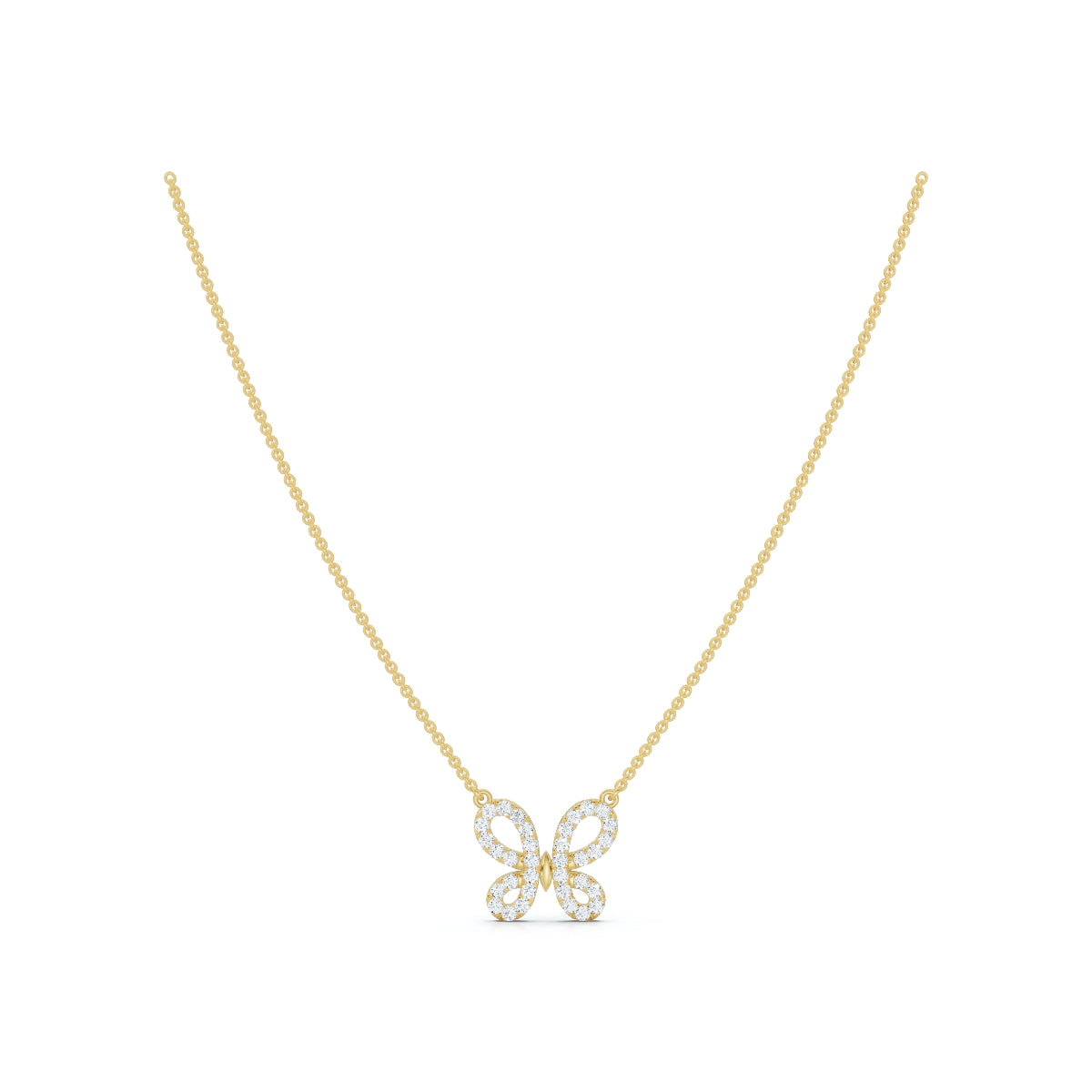 The Monarch Silhouette: 0.47 CTW Open-Wing Butterfly Pendant 14K-18K Gold/Platinum Necklace