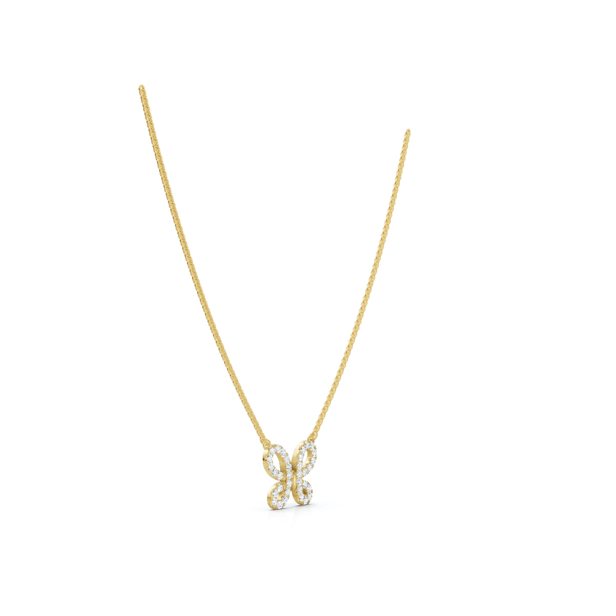The Monarch Silhouette: 0.47 CTW Open-Wing Butterfly Pendant 14K-18K Gold/Platinum Necklace