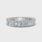 2.52-7 CTW Emerald Cut Lab Grown Diamond U-Prong Eternity Band in 14K White Gold