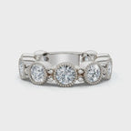 2.25 CTW Round Diamond Milgrain Scalloped Bezel Band in Platinum Ring
