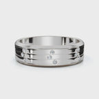0.24-3 CTW Round Diamond Grooved Constellation Wedding Band in 14K White Gold Ring