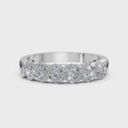 0.76 CTW Round Diamond Interlocking Scalloped Halo Band in 18K White Gold Ring